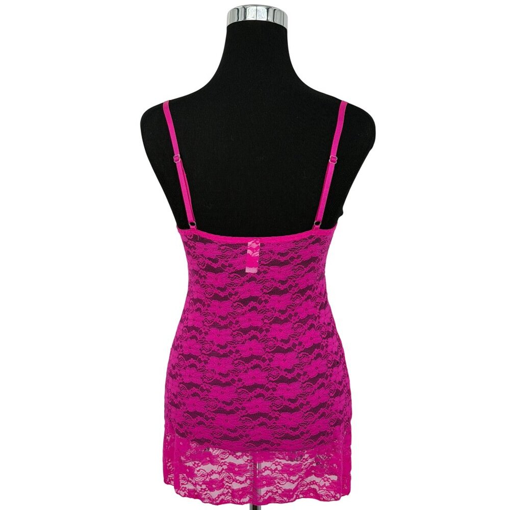 Hot Pink & Black Lace Push-Up Mini Slip Dress Lingerie M| Y2K Barbiecore Boudoir - Picture 7 of 13